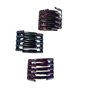 Lot of 3 Pairs French Crab Interlocking Barrettes Pin Hair Clip Side Comb Jewels